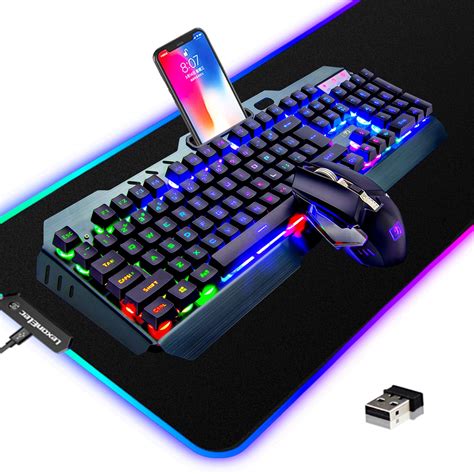 Buy Wireless Gaming Keyboard And Mouse Combo3 In 1 Rainbow Led Rechargeable Keyboard Mouse With