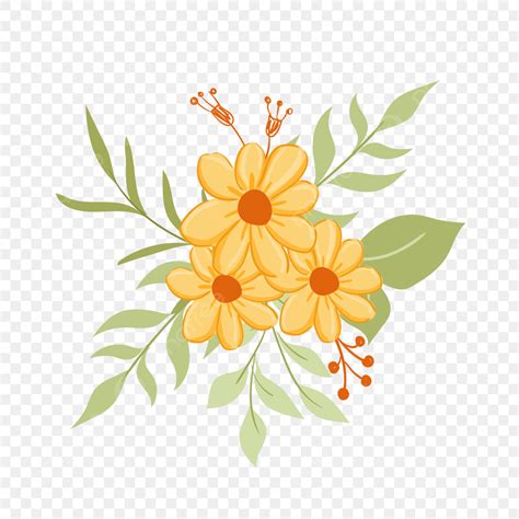 Gambar Rangkaian Bunga Kuning Kuning Bunga Bunga Dekorasi Bunga Png