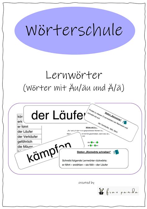 Wörterschule - Lernwörter mit äu ä - Unterrichtsmaterial im Fach Deutsch | Wort, Schule, Wörter