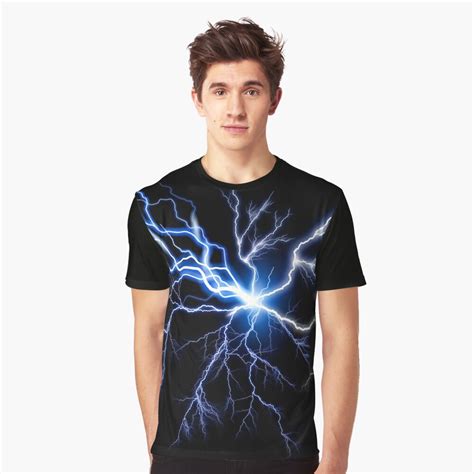 Blue Thunder Storm Colorful Lightning Graphic T Shirt By