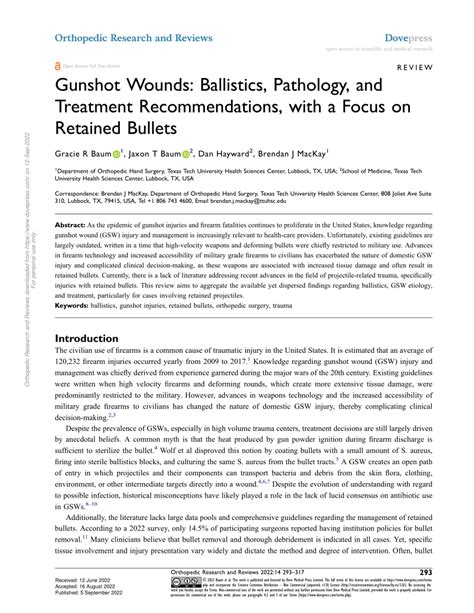 Pdf Gunshot Wounds Ballistics Pathology And Treatment