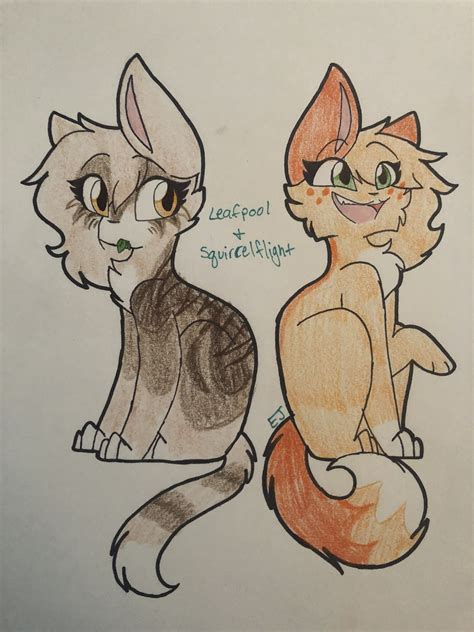 Squirrelflight And Leafpool ﾟ∀ﾟ Warrior Cats Fan Art Cat Drawing Warrior Cats
