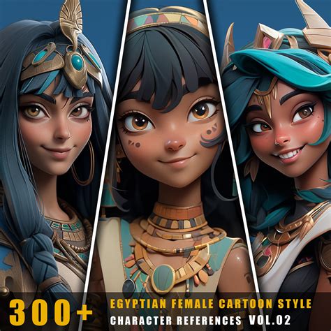 artstation 300 egyptian female cartoon style character references vol 02