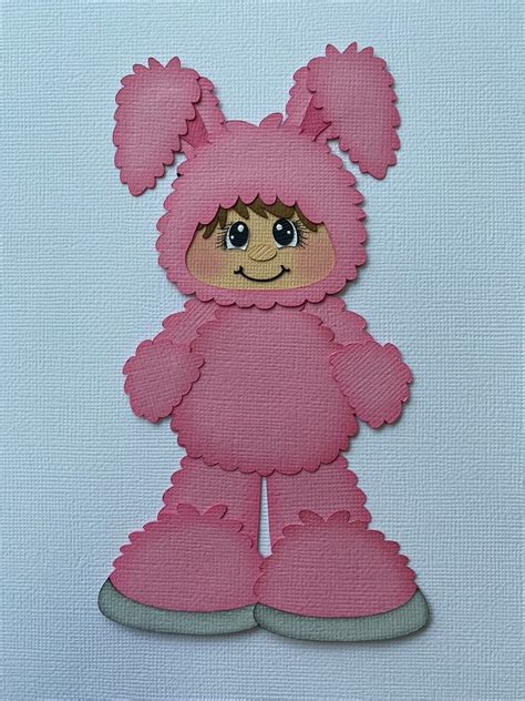 Fuzzy Pink Bunny Paper Piecing Scrapbook Die Cut Embellishment Etsy