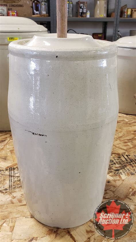 5 Gallon Butter Churn Crock With Lid And Paddle 41h Wpole
