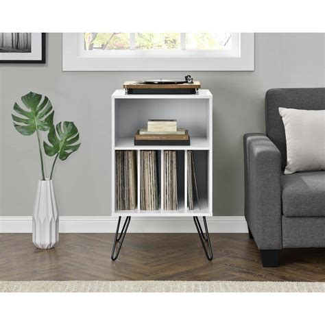 Need a place for your turntable, vinyl, and also something that looks good in your living space? Novogratz Concord White Turntable Stand in 2020 ...