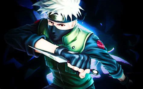 It's getting harder to name titles. Download wallpapers Kakashi Hatake with knife ...