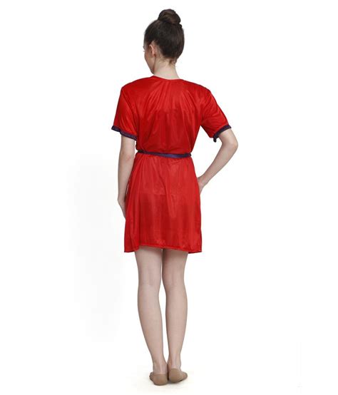 Buy Ellryza Red Satin Short Robe Online At Best Prices In India Snapdeal