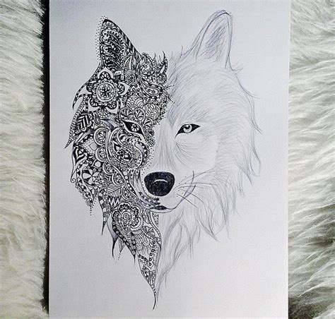 Mandala Drawing Mandala Wolf Animal Drawings