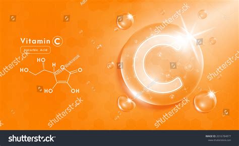 Drop Water Vitamin C Orange Structure Stock Vector Royalty Free