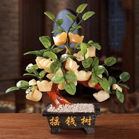 Gemstone Bonsai Treecrystal Tree Feng Shui Chinese Coin Money Tree