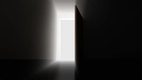A Door Opening To Dark Room With Bright Light Royalty Free Video