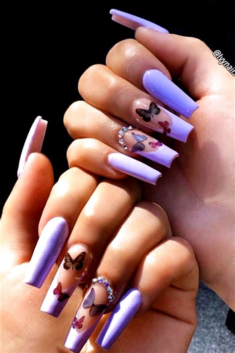 Natural Butterfly Nails Design For Long Nails 2020 Abby Fashion Style Nails O Purple Acrylic