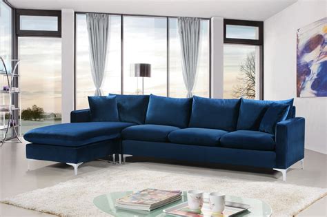 Selene Contemporary Plush Navy Blue Velvet Sectional Sofa