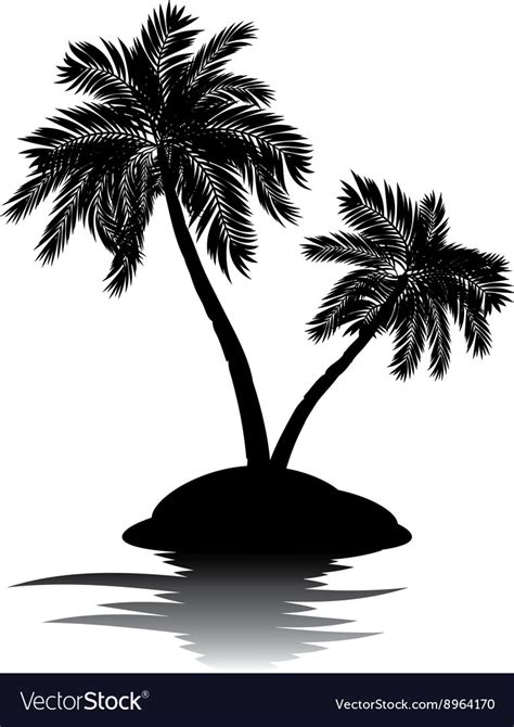 Palm Tree On Island Silhouette4 Royalty Free Vector Image