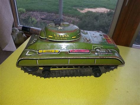 Antique 1940s Marx Litho Tin Wind Up Us Army Large Tank