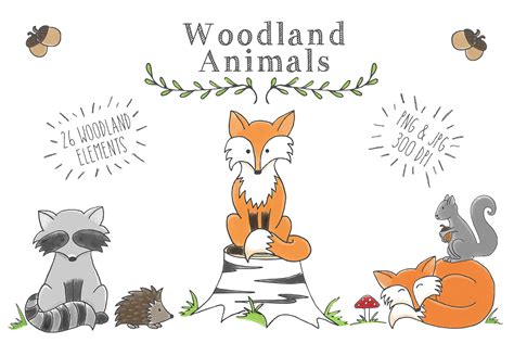Free for commercial use.woodland animals images. Woodland Animal Clipart Set