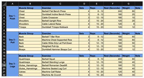 Excel Workout Templates 3 Free Downloads Gfitness Online