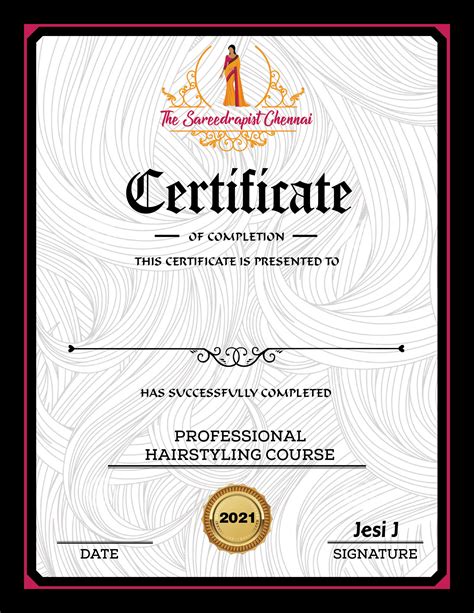 Artstation Certificate Design For Hairstylist
