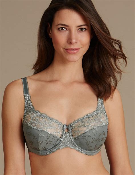 Lyst Marks And Spencer Floral Jacquard Lace Underwired Full Cup Bra A H In Natural