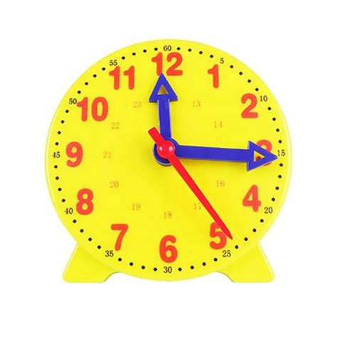 Yellow Plastic Demonstration Clock For Kids To Tell Time Student Clock