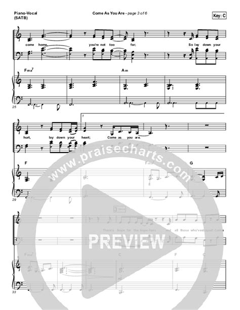 Come As You Are Sheet Music Pdf David Crowder Praisecharts