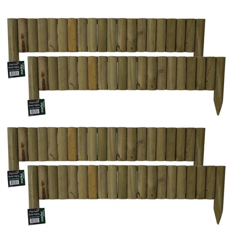 4x 1m Log Roll Border Fixed Picket Fence Edge Garden Outdoor Lawn