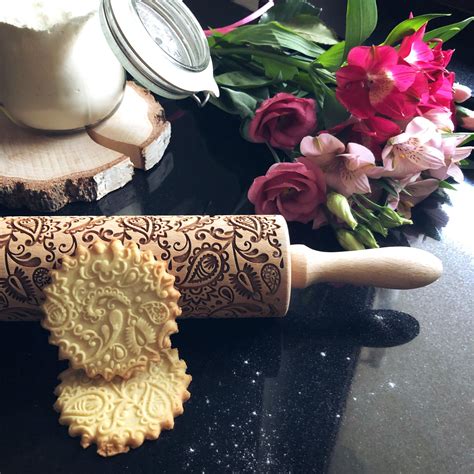 Floral Paisley Rolling Pin Embossing Rolling Pin Engraved Etsy
