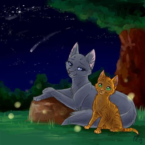 Bluestar And Firekit By Whitelily24 On Deviantart Warrior Cats Art