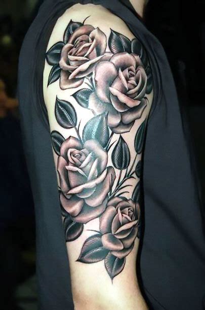 Men's arm tattoos can be said to be one of the most common tattoos. Roses on Upper Arm Tattoo Idea
