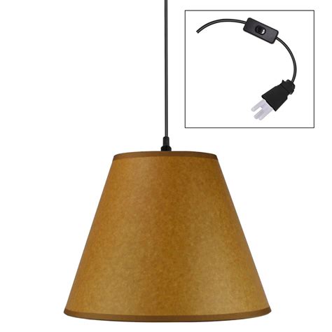 Brown Parchment 1 Light Swag Plug In Pendant Hanging Lamp 6x12x95