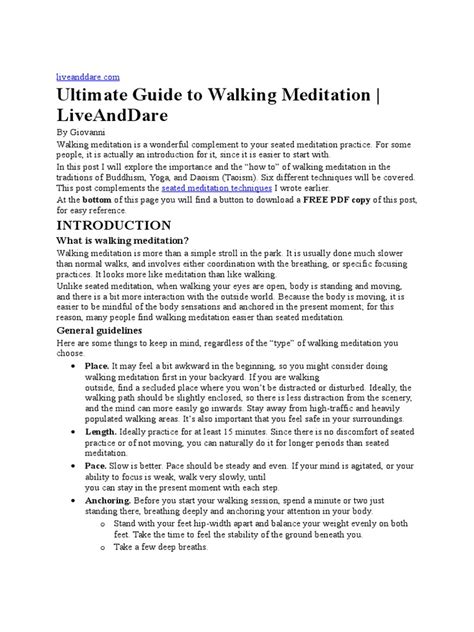 Ultimate Guide To Walking Meditation Pdf Meditation Mindfulness