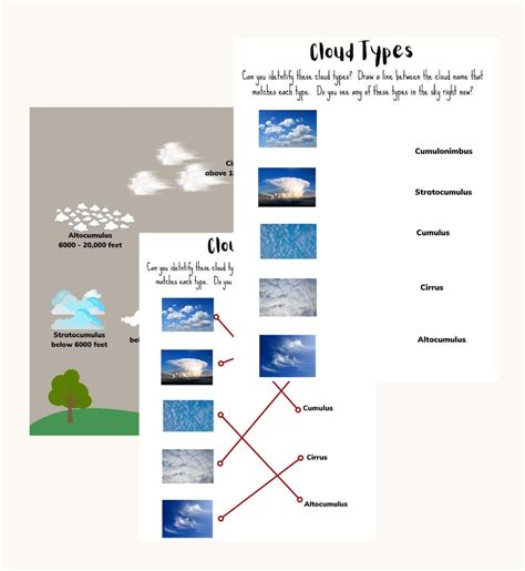 Printable Cloud Types Worksheet Roadtrip Games Science And Learning Etsy