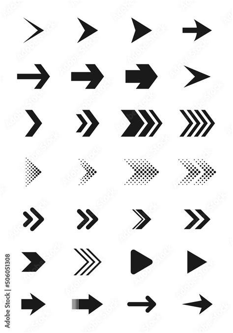 Set Of Arrow Icons Collection Of Different Arrows Sign Black Vector