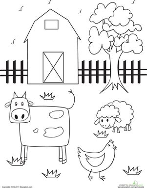 Some animals look cartoonish with wide goofy smiles on their face while some others look slightly realistic. Barn | Worksheet | Education.com