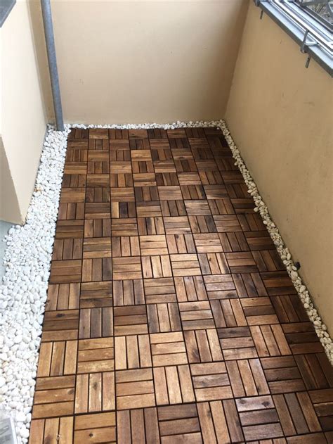 Balkon sichtschutz bespannung 90 x 600 cm wind sonnen schutz grau verkleidung. Balcony Balkon IKEA Holz Holzfliesen Kies - Balkon ideen