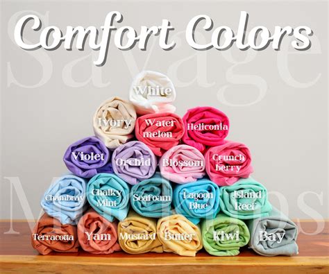 Comfort Colors Color Chart Comfort Colors Swatches Color Etsy