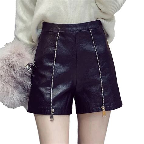 2018 Autumn Winter Sexy Wide Leg Shorts High Waist Pu Faux Leather Shorts Women Ladies Plus Size