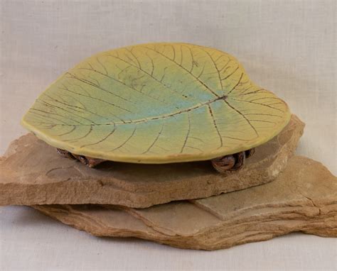 Leaf Impressed Ceramic Plate Handmade Pottery Leaf Dish Etsy Canada