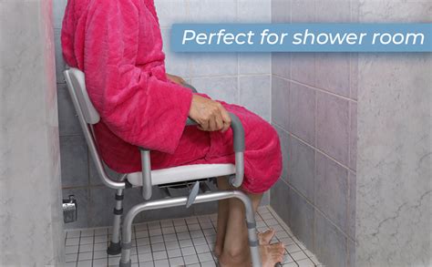 360 Degree Heavy Duty Swivel Shower Chair With Armrests And Back Support Shower