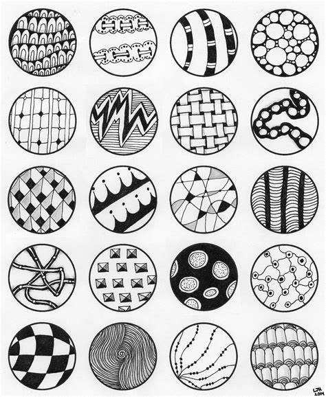 Zentangle instructions step by step pictures 5. 20 circles filled with Zentangle patterns. Inspired by ...