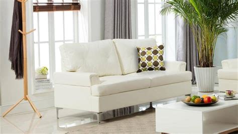 Myco Furniture Walker Modern White Bonded Leather Living