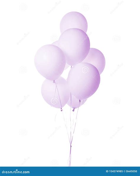 Bunch Of Big Light Purple Balloons Object For Birthday Party Isolated