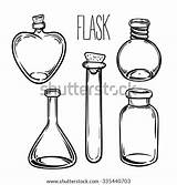 Bottles Glass Drawing Vector Coloring Sketch Bottle Illustration Doodle Potions Ink Potion Clip Aged Paper Poison Objects Kitchen Card Magic sketch template