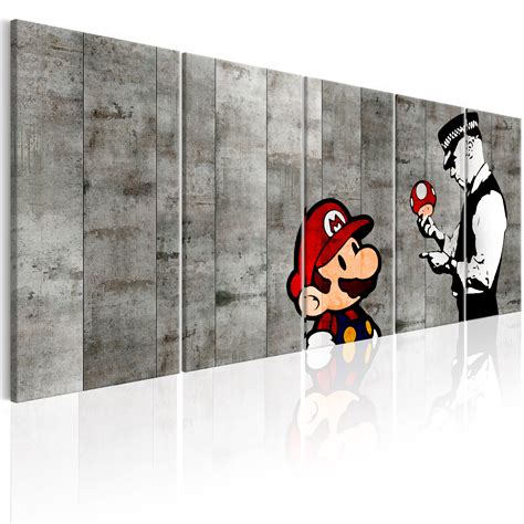 Mario Banksy Street Art Wandbilder Xxl Bilder Vlies Leinwand I C B