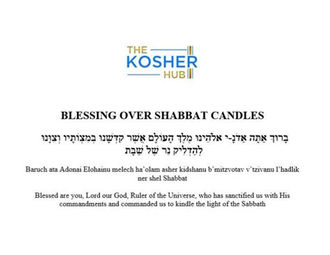 Jewish Blessing Over Shabbat Candles The Kosher Hub Home Of All