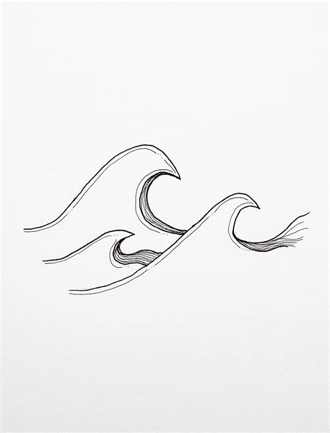 Penink Drawing Of Ocean Waves Tattoo Design