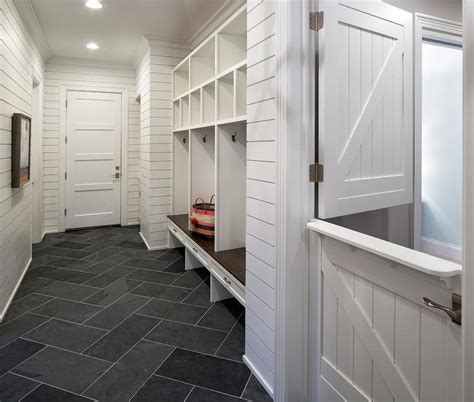 Herringbone tile floors slate flooring kitchen flooring flooring ideas slate tile floors modern gauged slate floor and wall tile. Long Mudroom with Dutch Door and Slate Herringbone Tile ...