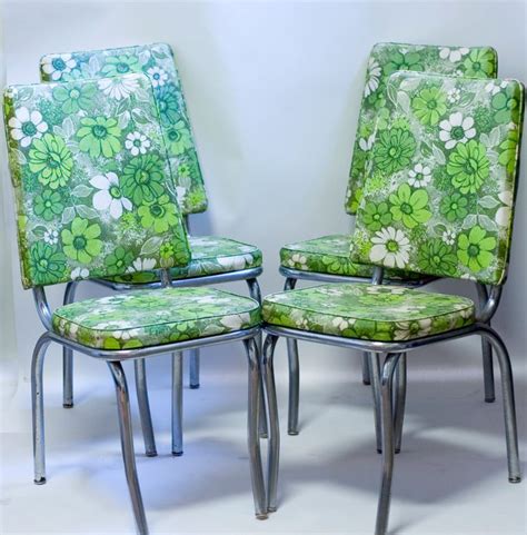 Buy home & garden online and read professional reviews on vintage chrome chairs dining room furniture. Mid Century Chrome Kitchen Chairs 1960s Green Floral Vinyl ...