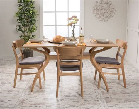 5 Piece Dining Set Wood Table 4 Chair Kitchen Mid Century Modern Retro